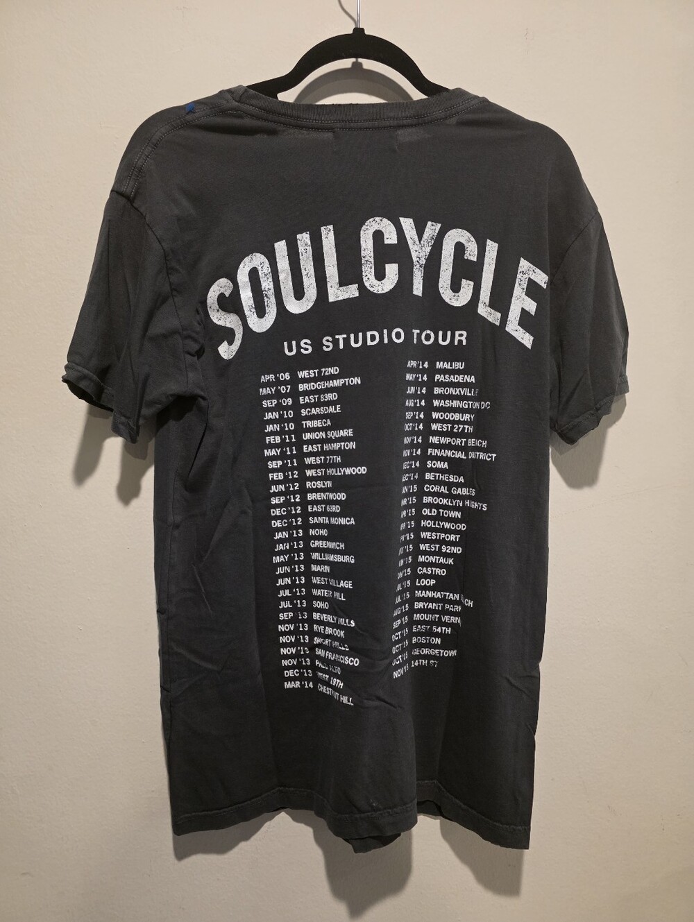 SoulCycle US Studio Tour Graphic T-Shirt Charcoal Black Size S Made in USA